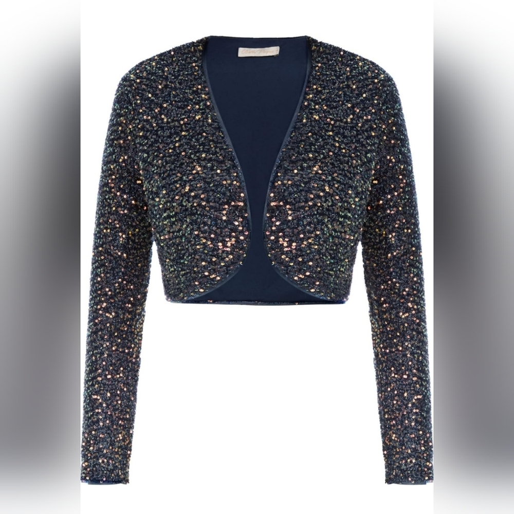 Elegant Navy Sequin Women's Blazer